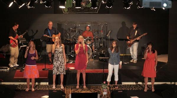 Praise band, Fully Human, leads worship each Sunday morning starting at 8:45 in The Edge