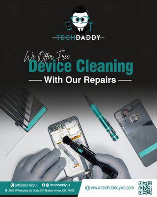 "We Offer FREE Device Cleaning with Our Repairs"