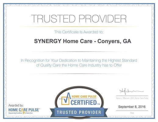 2016 Trusted Provider Award.