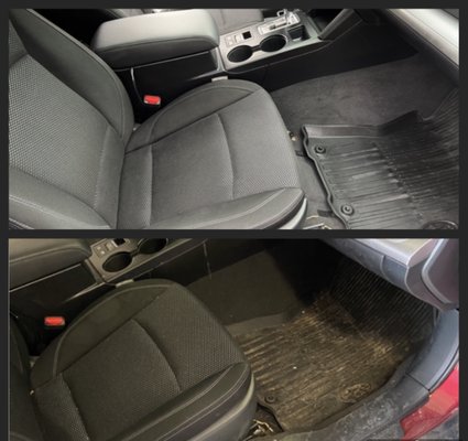 Interior before and after, we vacuumed, extracted the seats and carpet, and just did a full wipe down.