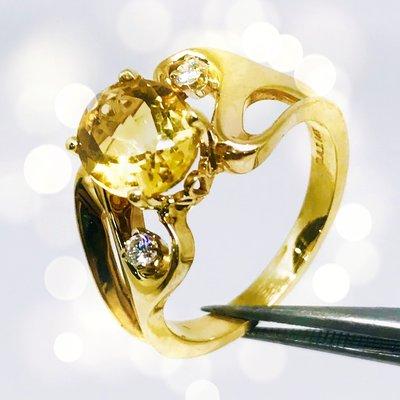 14k Ring Oval Citrine w/ Diamonds