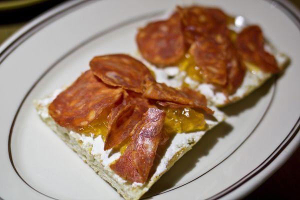 Chorizo and Goat Cheese Crostini