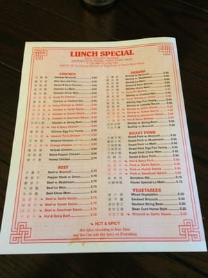 Lunch menu