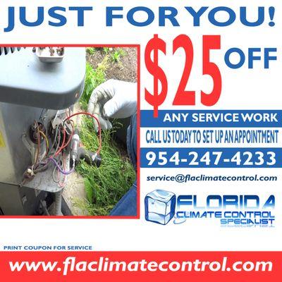 Get $25.00 OFF Any Service Work WIth Coupon