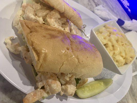 Shrimp Salad Sub with Mac and cheese. 100% recommend