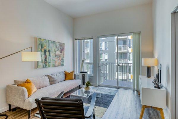 Living rooms with balconies