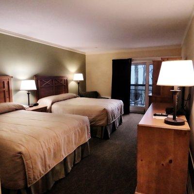 Interior of a double queen room at Leelanau Sands Casino and Lodge in Peshawbestown, Michigan