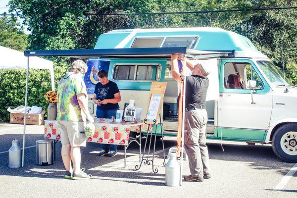 The Shasta Lake Farmers Market is Saturday Evenings, located at Coffee Shop, Heritage Roasting co, only 8 mins North of Redding, CA.