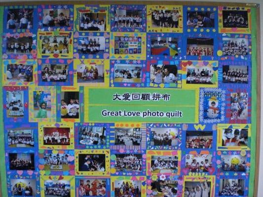 Great Love photo quilt:
  Children decorated our event photos in the past years and made a photo quilt
  in our 7th anniversary celebration.