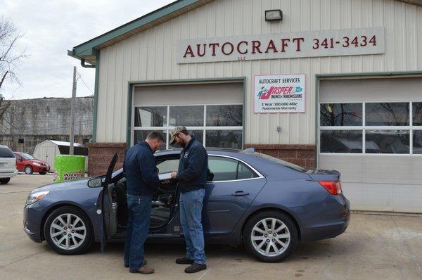 Performing an engine / on board computer scan using state of the art diagnostic scan tool.