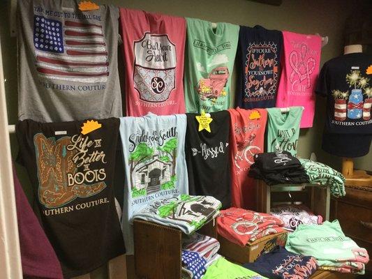 Now carrying Southern Couture T-shirts. Styles and colors may change from picture.