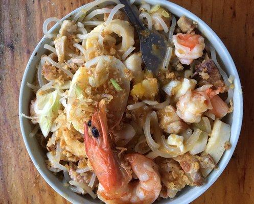 Pancit palabok- squid, noodles, perfect egg and more.