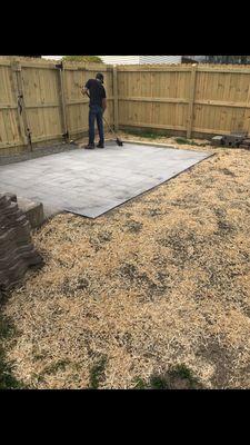 New paver patio installation