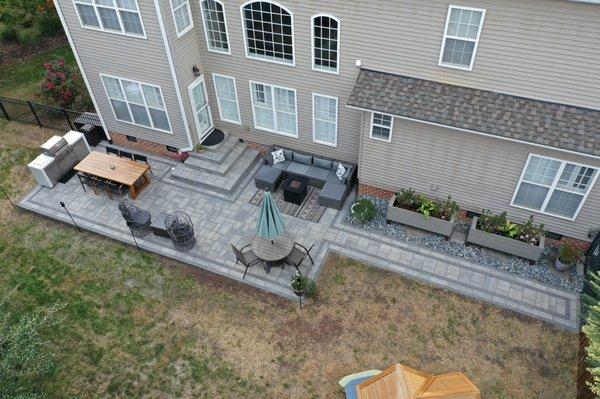 Paver Patio with steps and a walkway