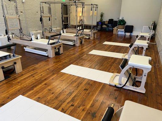 A beautiful Pilates studio.