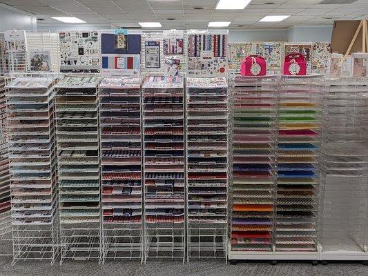 Large selection of paper crafting supplies.