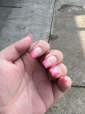 Coffin Pink Tip Nails