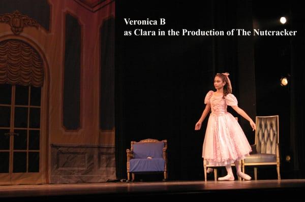 Veronika B as Clara, dancing a principal role in The Nutcracker.