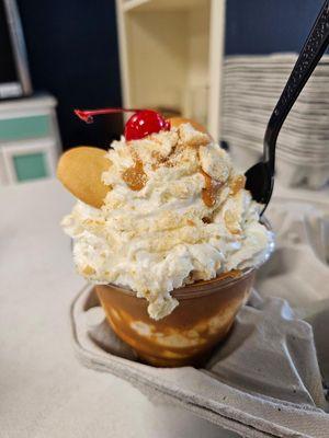 Banana Pudding Sundae with peanut butter.