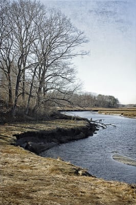 River bends to the ocean outside Portland ME.