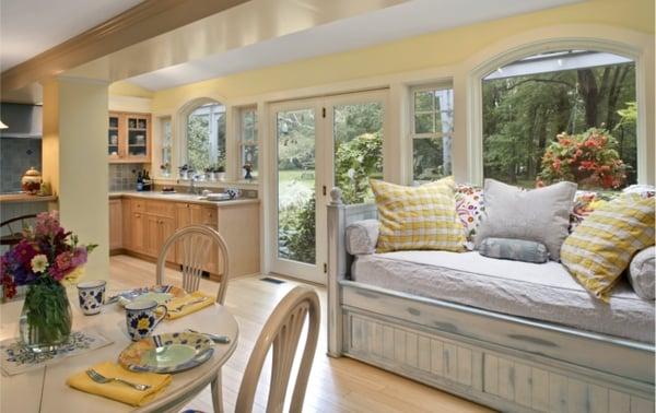 A scandinavian inspired kitchen with daybed.