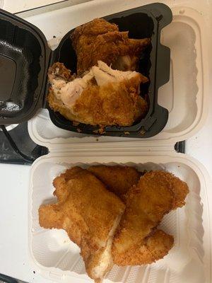 Half Fried Chicken (Half) and Fried Fish