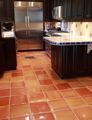 Saltillo floor tile with Talavera tile counter tops and backsplash.