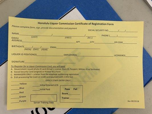 must fill out a registration form before getting your photo taken