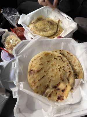 Fried Pork Skin Pupusa Cheese and Loroco Pupusa Hibiscus Cinnamon Rice Milk