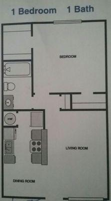 1 bedroom, 1 bathroom.