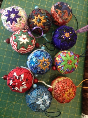 Fabric decorative balls made by a student.