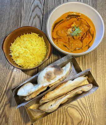 Butter Chicken, Saffron Rice, Plain Naan