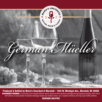 German Müller-Thurgau Style has aromas of sweet
 peaches, apples, and blossoms, and is soft and easy-drinking.