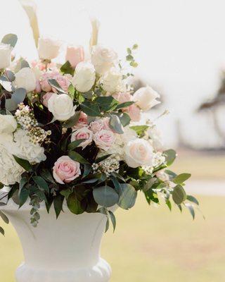 Flowers by the altar