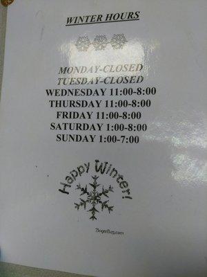 Winter Hours