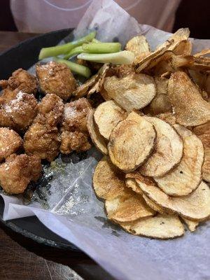 Boneless wings garlic Parmesan and homemade chips