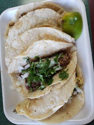 Pastor Taco, Barbacoa Taco, and Napales Taco.