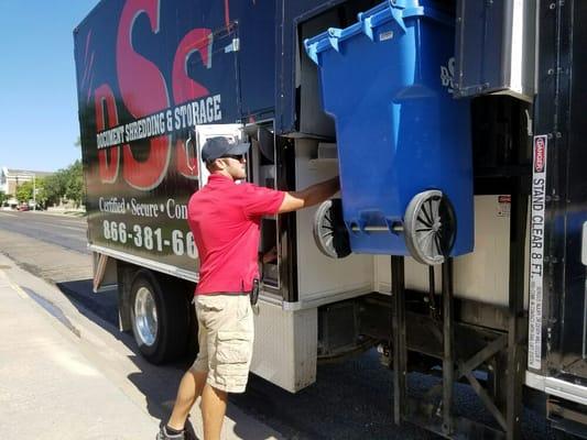 Greg operates one of our mobile shred trucks, shredding the paper right at a customer's business.