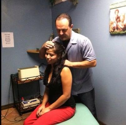 NECK ADJUSTMENT, WE OFFER DIFFERENT TECHNIQUES. HELPS RELIEF STRESS.