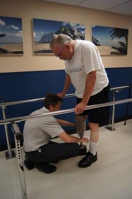 Aligning a below-knee prosthesis (artificial limb)