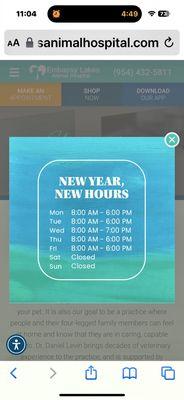 New Hours (as of January, 2024)