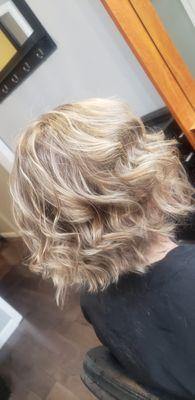 Mixture of lowlights and highlights with an A-Line haircut