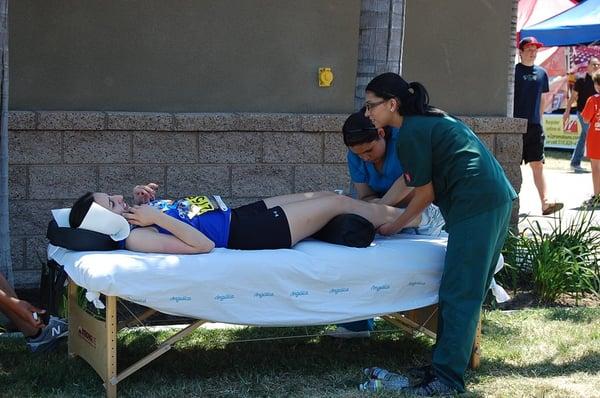 A runner enjoys one of the many perks of joining DetermiNation - massages.