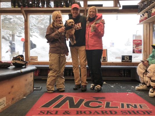 Hanging with Johnny and Buster after a full-day on Snowmass!