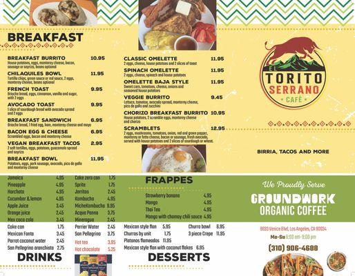 Breakfast and Drink Menu