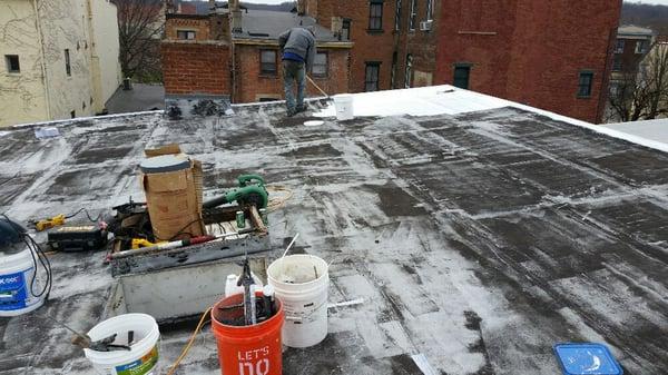 50 year roof coating system. Completely sealed for good.