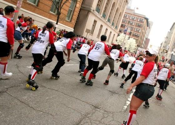 Skating in the 2010 Cincinnati Reds Opening Day Parade