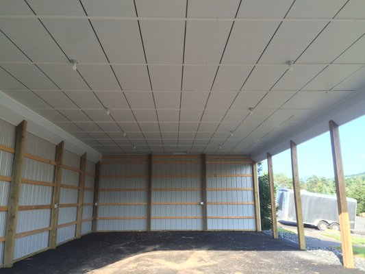 Post Frame Storage Shed Triply Ceiling Install