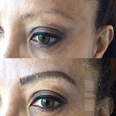 Missing eyebrows replaced with 3D/Microblading