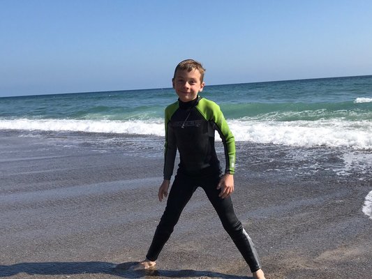 Eight year old Jack F from Michigan with his new wetsuit from Zuma Jay's - thanks guys! Great selection and fantastic service.